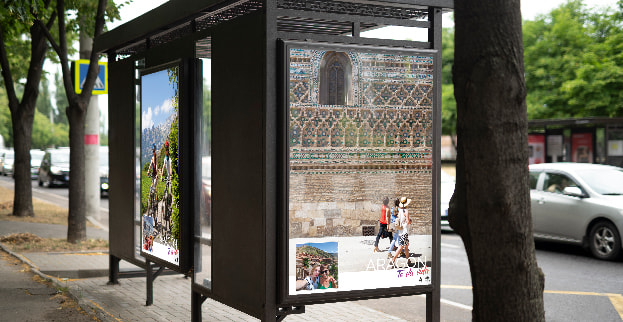 Marquesina con publicidad creada en Birdcom