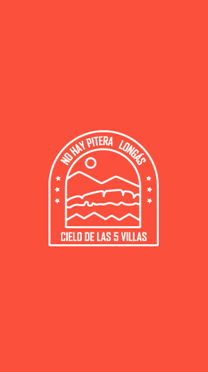 Logo subida al cielo de las 5 villas contraste naranja creado por Birdcom